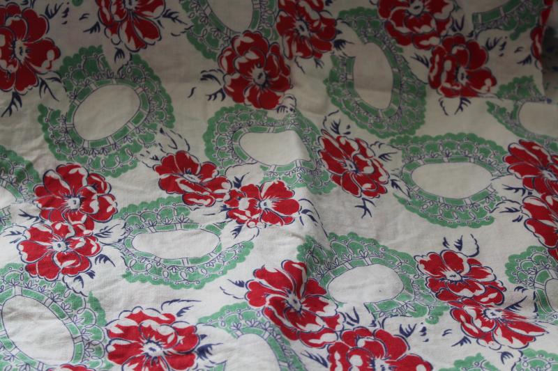 photo of depression era cotton print fabric feed sack remnants pieces, 1930s vintage #2