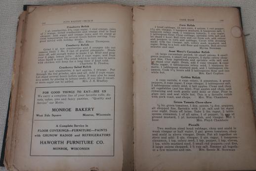 photo of depression era vintage cook book, farm cooking recipes 1936 Juda Wisconsin cookbook #6