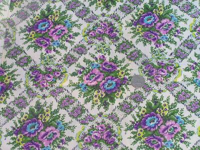 photo of depression era cotton print fabric, purple flowers #1