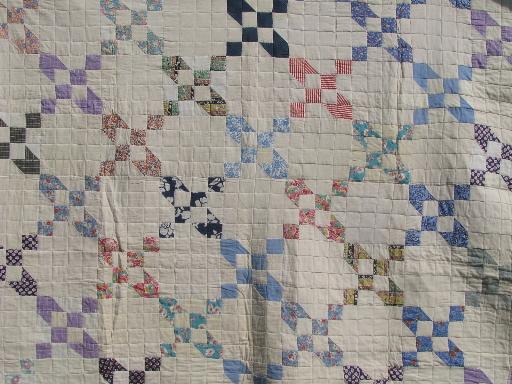 photo of depression era vintage cotton quilt, print and flour sack fabric patchwork #1