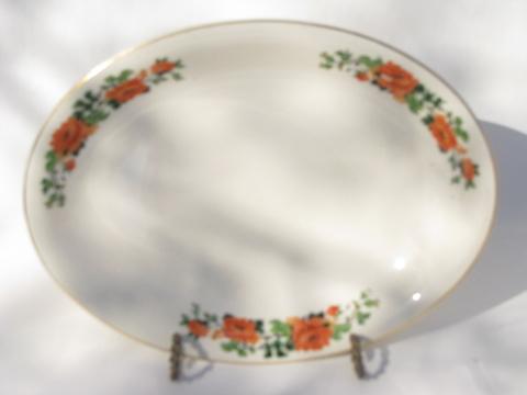 photo of depression era vintage everyday kitchen table dishes, poppies floral china for 6 #3