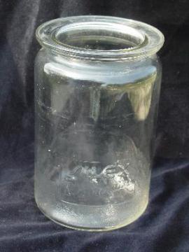 catalog photo of depression era vintage kitchen glass canister, hooiser jar