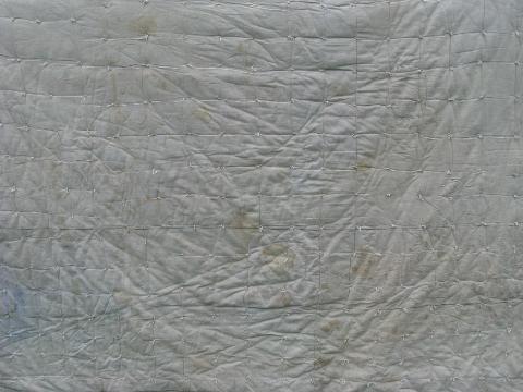 photo of depression era vintage white cotton flour feed sack comforter, primitive quilt #2