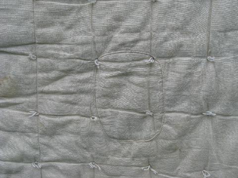 photo of depression era vintage white cotton flour feed sack comforter, primitive quilt #3