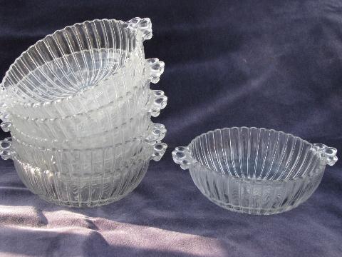 photo of depression kitchen glass, set of six berry or ice cream bowls, vintage Hazel Atlas? #1