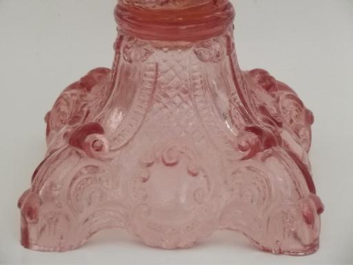 photo of depression pink glass lamps, A Homestead Shoppe electricfied oil lamps #7