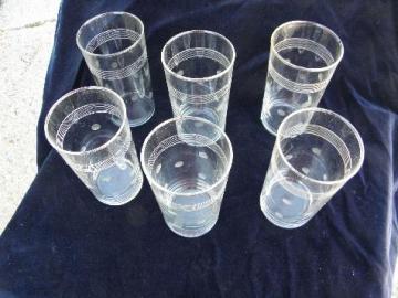 catalog photo of depression vintage Standard / Lancaster glass tumblers, etched dots & band glasses