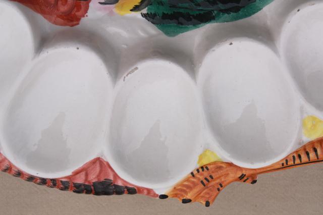 photo of deviled egg tray, vintage Italy hand-painted ceramic duck egg plate #3