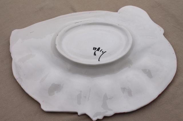 photo of deviled egg tray, vintage Italy hand-painted ceramic duck egg plate #5