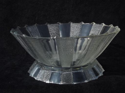 photo of dew drop pattern pressed glass salad set, dewdrop bowl w/ stand, 6 bowls #2