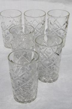 catalog photo of diamond thumbprint pattern depression glass juice glasses, vintage Hazel Atlas glassware