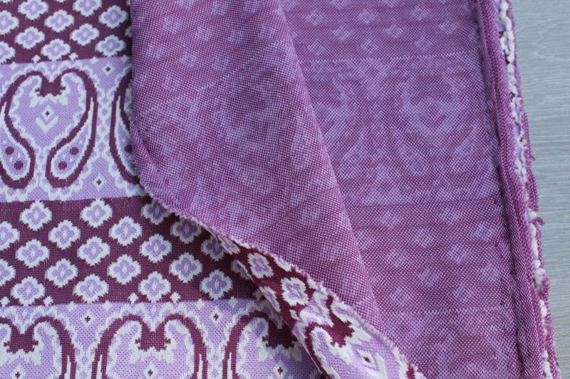 photo of disco vintage poly double knit fabric, groovy purple paisley pantsuit material #2