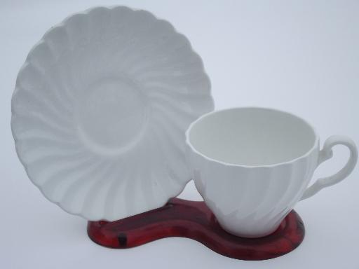 photo of display stands for vintage china cup & saucer sets, lucite and tortoise plastic #8