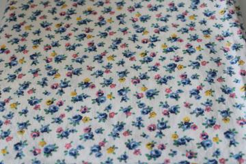 catalog photo of ditsy print flowers vintage cotton fabric, tiny floral pink blue yellow on white