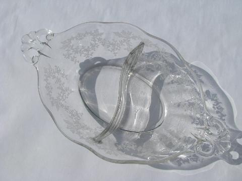 photo of divided mayonnaise / sauce bowl, vintage elegant glass w/ floral etch #2