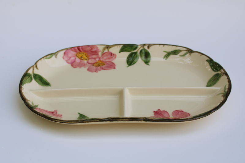 photo of divided plate three section relish tray vintage Franciscan pottery Desert Rose pattern  #2