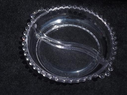 photo of divided sauce bowl jam and jelly dish, vintage Imperial candlewick glass #1