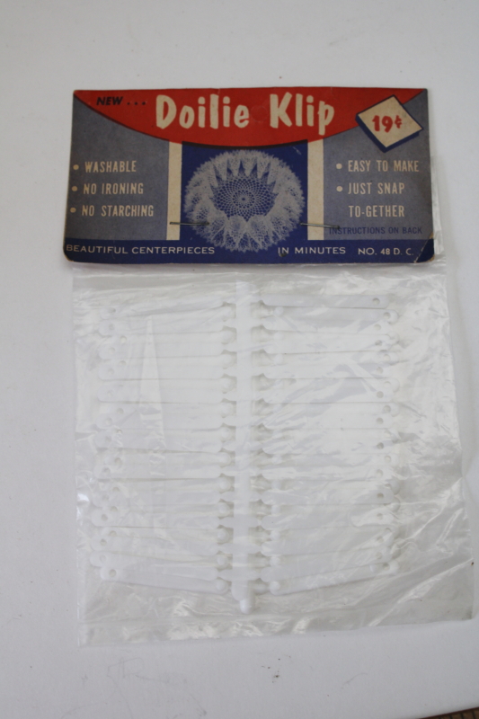 photo of doily clips to make ruffled doilies, vintage dime store notions counter novelty mint in package  #1