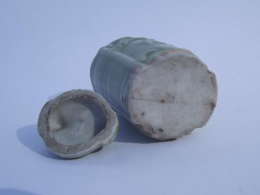 photo of doll dishes size china Tea canister, vintage Japan, 1950s jade green #4