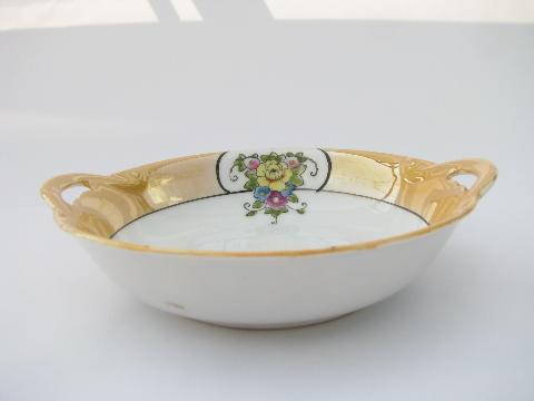 photo of double handled bowl, vintage Noritake hand-painted Japan china, M mark #2