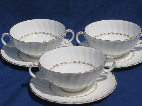 photo of double-handled cream soup bowls / boullion cups, Royal Doulton Adrian #1