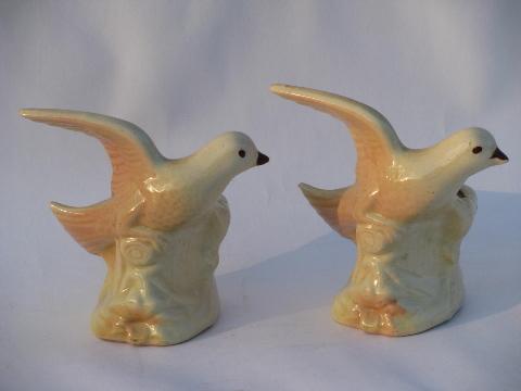 photo of doves of peace, dove pair figural birds vintage pottery planters #1