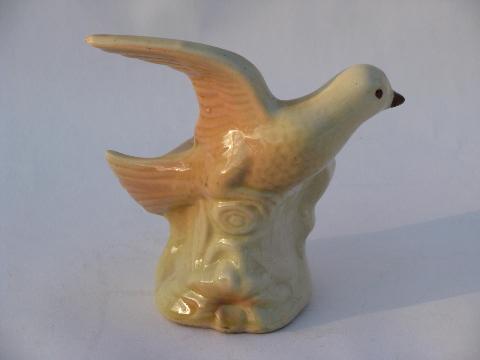 photo of doves of peace, dove pair figural birds vintage pottery planters #2