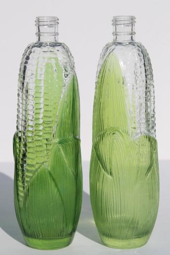 photo of ear of corn shaped figural glass bottles, vintage Avon bottles #1