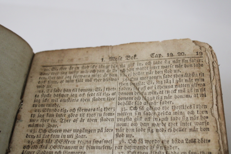 photo of early 1800s antique Bible or religious book, gothic font German or Swedish book very worn  #3