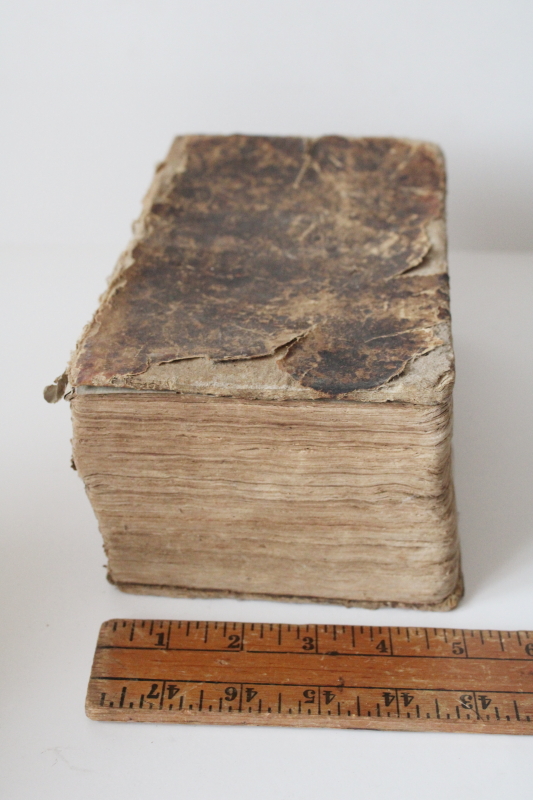 photo of early 1800s antique Bible or religious book, gothic font German or Swedish book very worn  #7