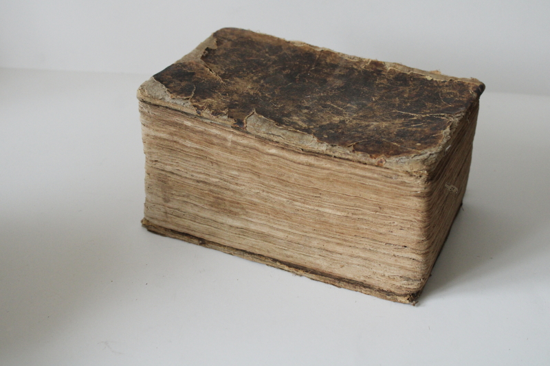 photo of early 1800s antique Bible or religious book, gothic font German or Swedish book very worn  #8