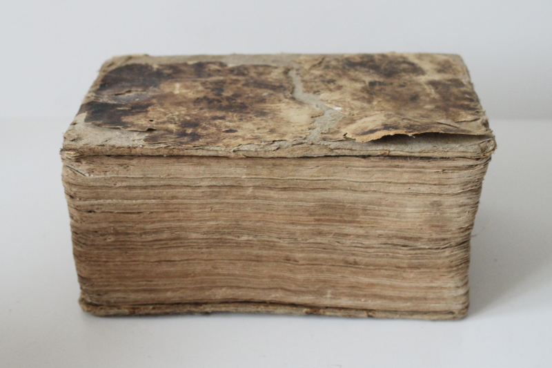 photo of early 1800s antique Bible or religious book, gothic font German or Swedish book very worn  #9