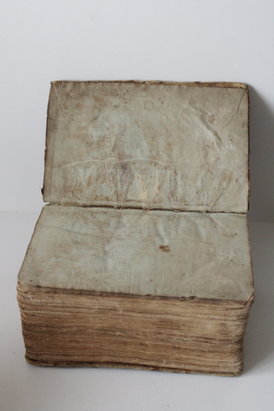 photo of early 1800s antique Bible or religious book, gothic font German or Swedish book very worn  #10