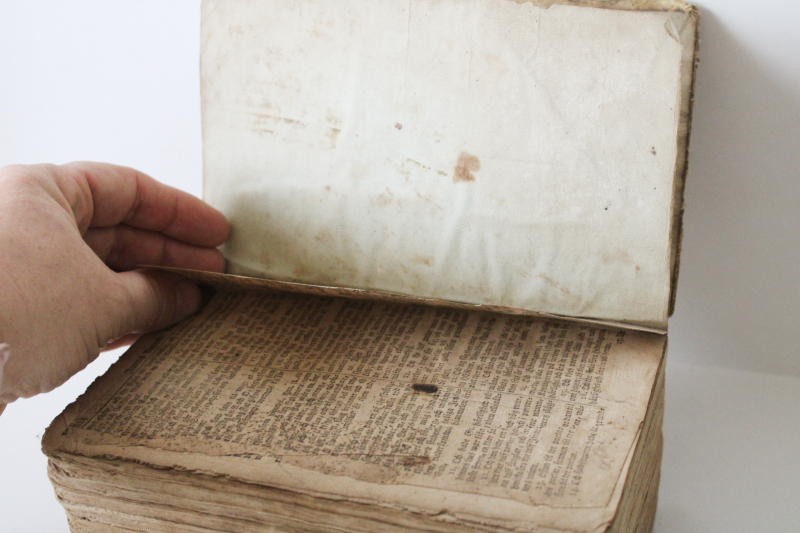 photo of early 1800s antique Bible or religious book, gothic font German or Swedish book very worn  #11