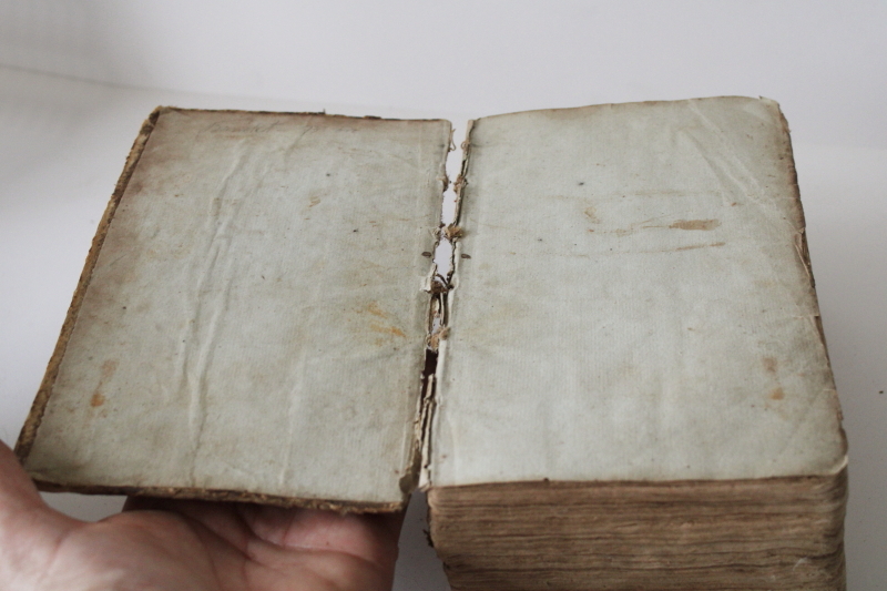 photo of early 1800s antique Bible or religious book, gothic font German or Swedish book very worn  #12