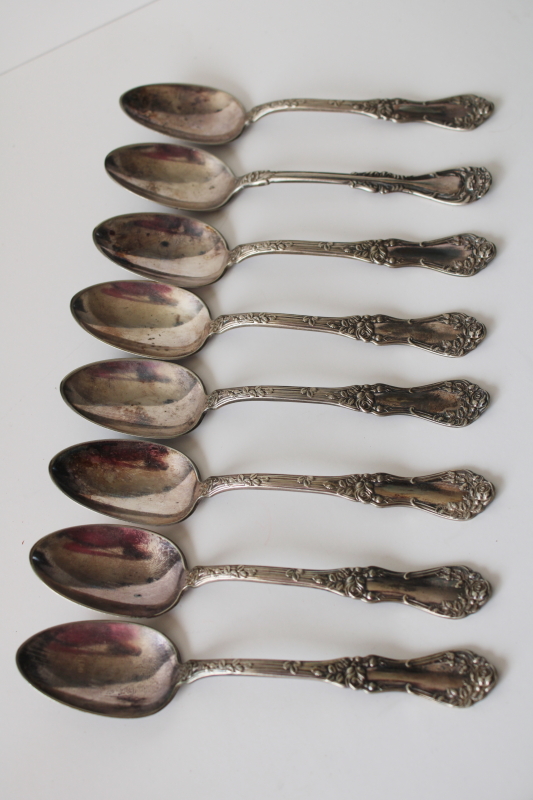 photo of early 1900s antique silverplated tea spoons, Rockford silver plate Rosemary roses floral  #1