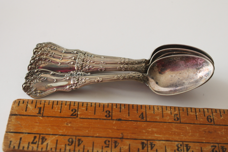 photo of early 1900s antique silverplated tea spoons, Rockford silver plate Rosemary roses floral  #7