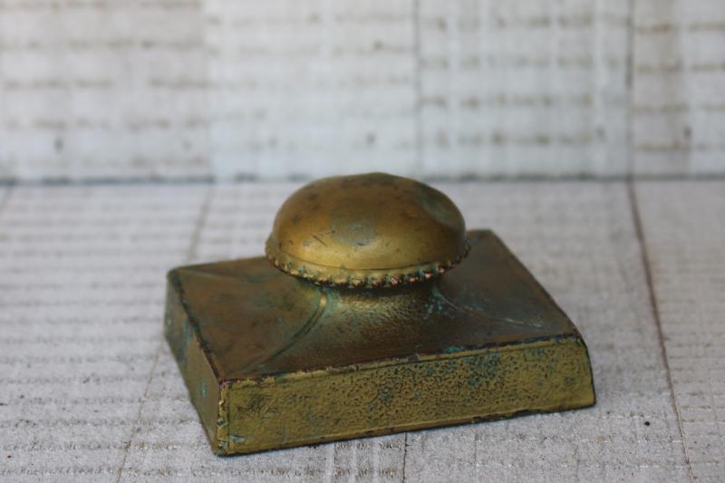 photo of early 1900s vintage K & O mark brass ink blotter, antique desk blotter #1