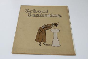 photo of early 1900s vintage book School Sanitation, health hygiene modern sanitary plumbing w/ photos