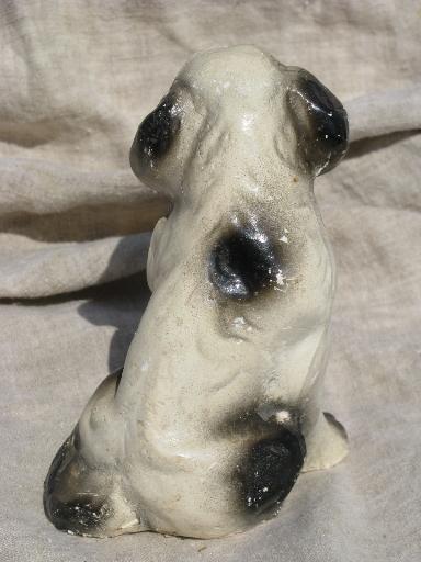 photo of early 1900s vintage chalk dog, painted plaster spaniel chalkware figure #3