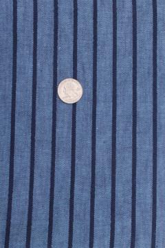 catalog photo of early 1900s vintage fabric, work shirt striped cotton twill, antique indigo blue shirting