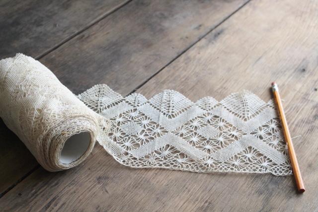 photo of early 1900s vintage fine cotton lace edging, wide flounce trim never used #1