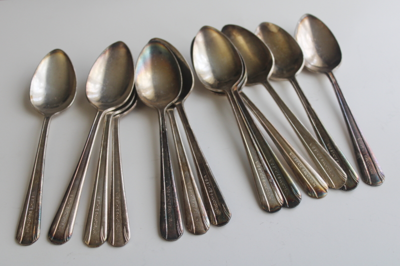 photo of early 1900s vintage flatware, Wisconsin State Sanatorium silver plated spoons 13 at dinner  #5