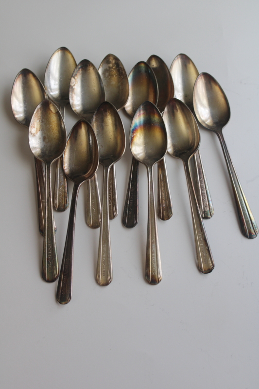 photo of early 1900s vintage flatware, Wisconsin State Sanatorium silver plated spoons 13 at dinner  #6