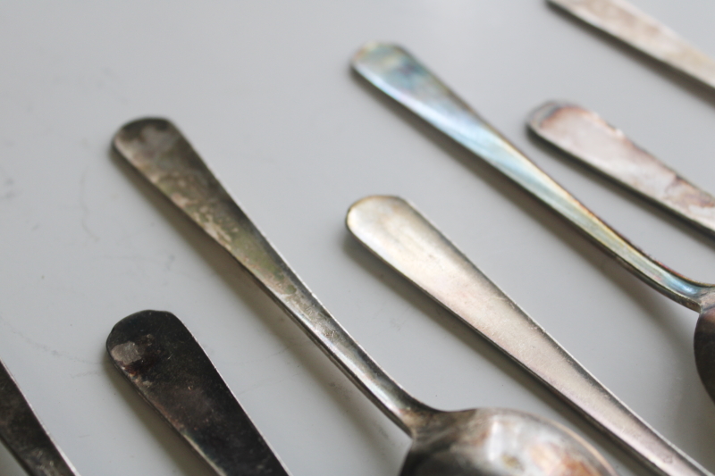 photo of early 1900s vintage flatware, Wisconsin State Sanatorium silver plated spoons 13 at dinner  #8