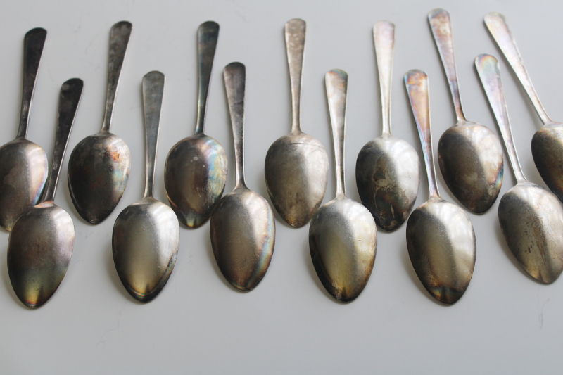 photo of early 1900s vintage flatware, Wisconsin State Sanatorium silver plated spoons 13 at dinner  #9