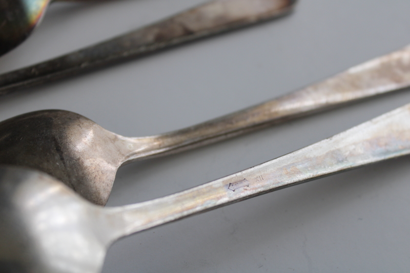 photo of early 1900s vintage flatware, Wisconsin State Sanatorium silver plated spoons 13 at dinner  #10