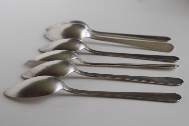 photo of early 1900s vintage flatware, Wisconsin State Sanatorium worn silver plated soup spoons  #4