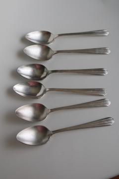 catalog photo of early 1900s vintage flatware, Wisconsin State Sanatorium worn silver plated soup spoons 