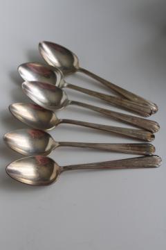 catalog photo of early 1900s vintage flatware, Wisconsin State Sanatorium worn silver plated soup spoons 